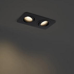 Zaoblené zapustené bodové svietidlo čierne GU10 50 mm otočné a naklápacie IP44 2-svetlá - Alberto