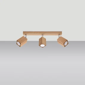 Bodové svietidlo Keke, 3x drevené tienidlo, (možnosť polohovania)