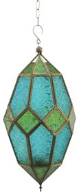 Orientálna závesná lampa SELLIMA - modro zelená