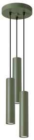 Závesné svietidlo Lagos, 3x olivové kovové tienidlo, o