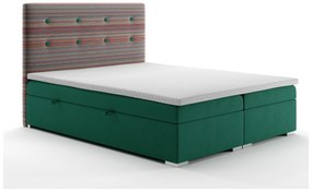 Manželská posteľ Boxspring 140 cm Rinoletto (tmavozelená + viacfarebné) (s úložným priestorom). Vlastná spoľahlivá doprava až k Vám domov. 1020359