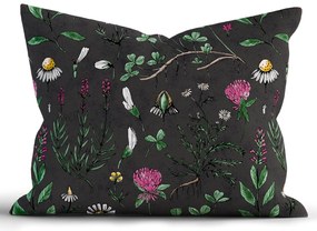 Bavlnená obliečka na vankúš Renforcé 70 × 90 cm - Herbár čierny