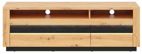 TV stolík/skrinka BRW Ostia RTV2S (dub artisan + dub čierny) ( s LED osvetlením). Akcia -22%. Vlastná spoľahlivá doprava až k Vám domov. 1025965