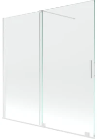 Mexen Velar, 2-krídlová posuvná vaňová zástena 160 x 150 cm, 8mm číre sklo, biely profil, 896-160-000-01-20