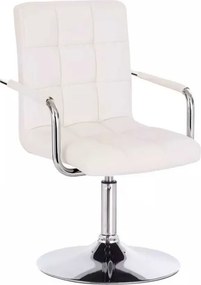 LuxuryForm DESIGN Otočná stolička VERONA na striebornom tanieri - biela