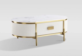Konferenční stolek Stilig ST380C 124 cm zlatý/bílý mramor