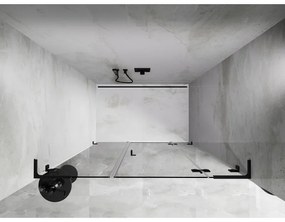 Mexen Lunar L, výklopné pravé sprchové dvere 155 cm, číre sklo, čierny profil, 834SL-155-050-70-00-P