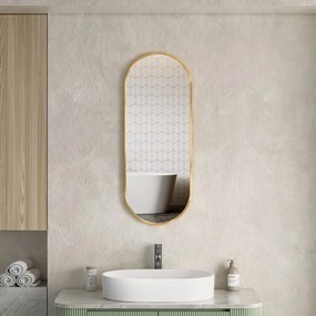 Erga Oval, oválne zrkadlo 35x90cm, zlatý rám, ERG-V01-OVAL-3590-GD