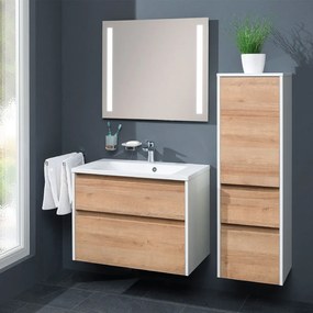 Mereo Mereo, Opto, kúpeľňová skrinka s keramickým umývadlom 81 cm, biela, dub, biela/dub, čierna, MER-CN941