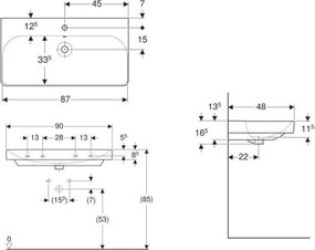 Geberit 500.251.01.1 - Závesné umývadlo Smyle Square 90x48 cm keramika/biela