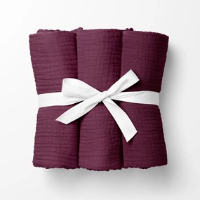 Biante Mušelínová plienka/dečka Nature MSN-044 Burgundská vínová - ZVÝHODNENÁ SADA 3 KS 120x120 cm - Sada 3 ks