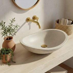 Rea Leona, kamenné umývadlo na dosku 465x370x125 mm, béžová-imitácia kameňa, REA-U3609