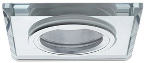 Ecolamp Podhľadové svietidlo Glass Square, 1x sklenené/strieborné kovové tienidlo, s