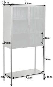 Vitrína Dura Steel 150cm čierne rebrované sklo