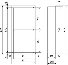 Mexen X-Wall-K, polička na zapustenie z konglomerátu 622x307x100 mm, biela, 1900623010