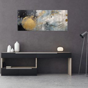 Obraz - Abstrakcia so zlatou guľou (120x50 cm)
