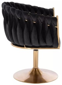 LuxuryForm DESIGN Kreslo NORDEN VELUR na zlatom tanieri - čierne