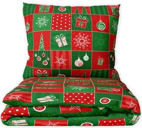 Bavlnené posteľné obliečky - motív Vianočný Patchwork - 100% bavlna renforcé - 70 x 90 cm + 140 x 200 cm