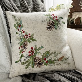 VIANOČNÁ GOBELÍNOVÁ DEKORAČNÁ OBLIEČKA NA VANKÚŠ PINE 45X45 CM VZOROVANÁ