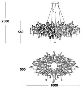 Závesné svietidlo medené ICICLE