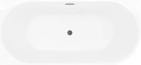 Mexen Silo, rohová voľne stojaca ryhovaná vaňa, ľavá, 170 x 80 cm, biela lesklá, grafitový prepad, 52891708000L-95