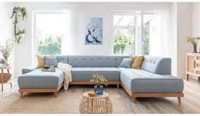 Svetlomodrá rozkladacia pohovka do "U" Miuform Dazzling Daisy, pravý roh