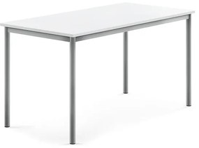Stôl SONITUS, 1400x700x720 mm, HPL - biela, strieborná