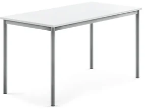 Stôl SONITUS, 1400x700x720 mm, HPL - biela, strieborná