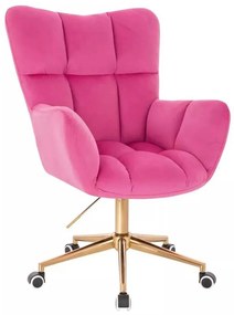 LuxuryForm DESIGN Otočné kreslo AURORA VELUR na zlatej podstave s kolieskami - tmavoružové