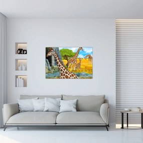 Obraz - Žirafia rodina (90x60 cm)