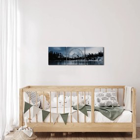 Obraz - Na zamrznutom jazere (s hodinami) (90x30 cm)