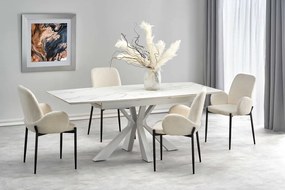 VIVALDI extension table white marble, leg white