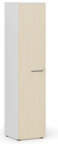 Úzka kancelárska skriňa PRIMO WHITE, 1781 x 400 x 420 mm, biela/breza