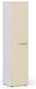 Úzka kancelárska skriňa PRIMO WHITE, 1781 x 400 x 420 mm, biela/breza