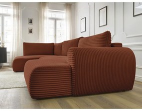 Menčestrová rozkladacia rohová pohovka v tehlovej farbe (pravý roh/do "U") Lucien – Bobochic Paris