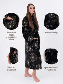 Mikroplyšový župan Ema - Púpavy čierne veľkosť L
