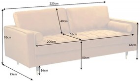 Sofa Cozy Velvet 225cm horčicovo žltá zamat