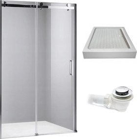 BPS-koupelny Posuvné sprchové dvere HYD-PD03D 120 chróm/transparent pre inštaláciu do niky + vanička HYD-OSV-SXL04C 120x90 biela