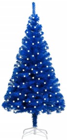 Umelý vianočný stromček s LED a podstavcom modrý 240 cm PVC 3077425