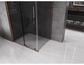 Mexen Velar, sprchový kút s posuvnými dverami 130 x 80 cm, 8mm šedé sklo, ružové zlato, 871-130-080-41-60