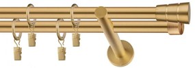 Dekorstudio Garniža dvojradová BASIC zlatá 19mm Dĺžka: 120cm, Typ uchytenia: Držiak dvojitý modern, Typ príslušenstva: Bez príslušenstva