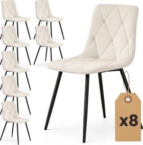Sada ôsmich jedálenských stoličiek MILO zamatové, béžové / čierne nohy (8 ks)