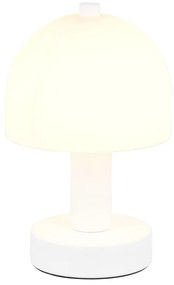 Biela stolová lampa so skleneným tienidlom (výška 19 cm) Glenn – Trio