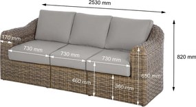 DEOKORK Ratanová lavica pre 3 osoby BORNEO LUXURY (hnedá)