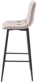 Tmavo béžová barová stolička NADO VELVET s čiernymi nohami