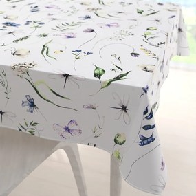 Biante Bavlnený štvorcový obrus Sandra SA-391 Lúčne kvietky s motýlikmi 150x150 cm