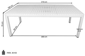 YASU Svetlošedý – MODERNÝ OBDĹŽNIKOVÝ ZÁHRADNÝ STÔL (do kuchyne, kaviarne, záhrady), 210 cm