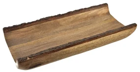 InDecor Dekoračná tácka z mangového dreva s kôrou, 40 x 18 x 6 cm