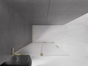 Mexen Velar L, posuvná sprchová zástena Walk-in 90 x 200 cm, 8mm sklo námraza, zlatá lesklá, 871-090-003-33-50