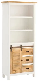 furniture-nabytek.cz - Masívna vysoká skrinka do kúpeľne Capera z borovice a MDF, lakovaná, biela a hnedá – 80×35×180 cm